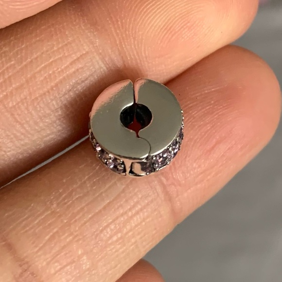 Authentic Retired Pandora CZ Bling Sparkling Charm Safety Clip Stopper Spacer - Picture 8 of 11